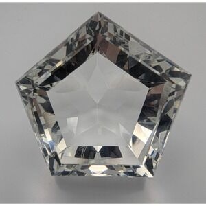 FACETED CRYSTAL STAR GLASS PAPERWEIGHT CLEAR DESK DECOR SIGNED OLEG CASSINI EUC
